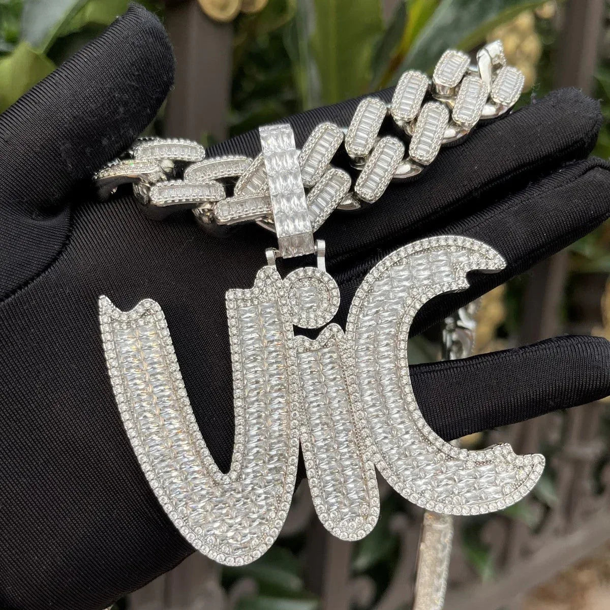 Baguette Impression Iced Out Personalized Custom Name Necklace Pendant - Luxury Custom Jewelry - CaratixJewelry